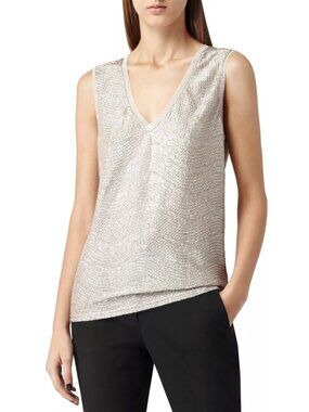 REISS Ona Metallic Knit Vest S